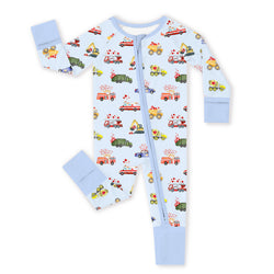 Valentine Hearts on Wheels Bamboo Zipper Romper Pajamas
