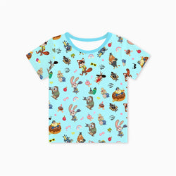 Crazy Zoo Blue Kids Bamboo Short Top T-shirt