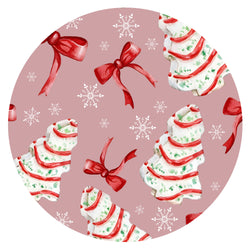 Christmas Pink Tree Cakes and Bows  Bamboo Blanket