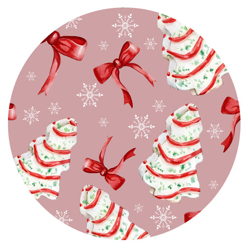 Christmas Pink Tree Cakes and Bows Bamboo Fitted Crib Sheet