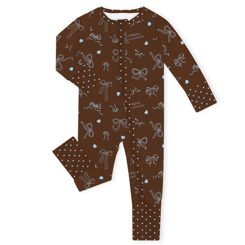 Tied with Love Black Bamboo Zipper Romper Pajamas