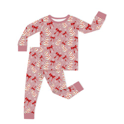 Christmas Pink Tree Cakes and Bows Kids Two-Piece Pajama Set