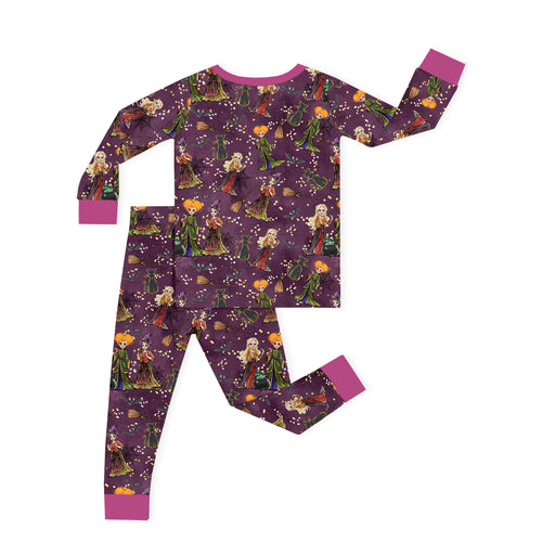 Halloween Hocus Pocus Sisters Witch Purple Kids Two-Piece Pajama Set