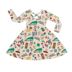 Christmas Green Face Life Kids Bamboo Long Sleeves Dress