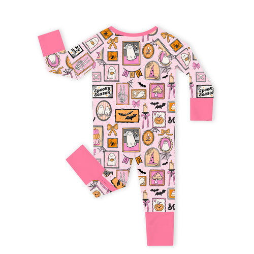 Halloween Pink Spooky Gallery Bamboo Zipper Romper Pajamas