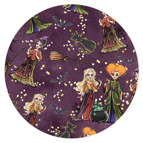 Halloween Hocus Pocus Sisters Witch Purple Bamboo Zipper Romper Pajamas