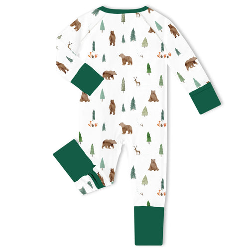 Cozy Woodland Friends Bamboo Zipper Romper Pajamas
