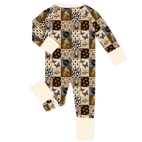 Butterfly Country Songbird Cream Bamboo Zipper Romper Pajamas
