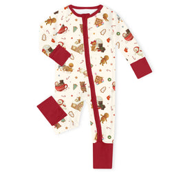 Gingerbread Bakery Bamboo Zipper Romper Pajamas