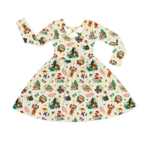 Christmas Naughty Playtime Cheer Kids Bamboo Long Sleeves Dress