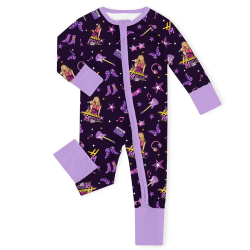 Pop Star Pop Midnight Purplee Bamboo Zipper Romper Pajamas