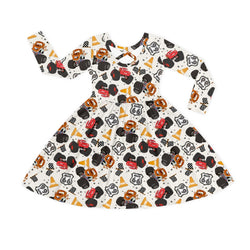 Smiley Car Parade Kids Bamboo Long Sleeves Dress