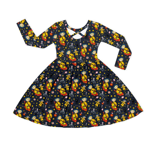 Halloween Little Yellow Raincoat Adventure Kids Bamboo Long Sleeves Dress
