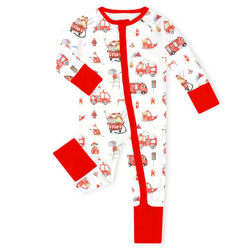 Brave Fire Rescue Bamboo Zipper Romper Pajamas
