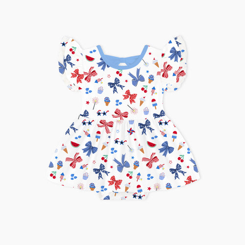 4th of July Bow Twirl Dress With Bodysuit