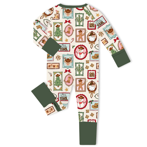 Christmas Snowman Santa Bamboo Zipper Romper Pajamas