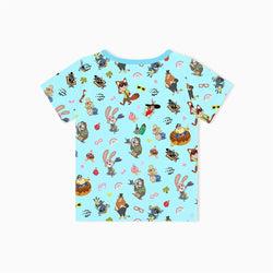 Crazy Zoo Blue Kids Bamboo Short Top T-shirt