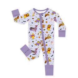Halloween Bear Pumpkin Bat Bamboo Zipper Romper Pajamas