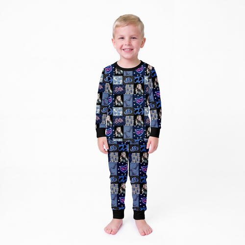 Neon Country Disco Black Kids Bamboo Two-Piece Pajama Set