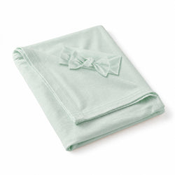 Sage Green Solid Bamboo Swaddle & Luxe Bow Headband Set