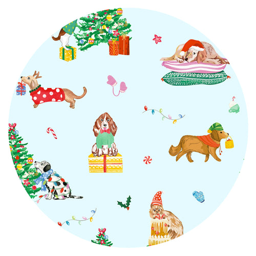 Christmas Holiday Dogs Bamboo Zipper Romper Pajamas