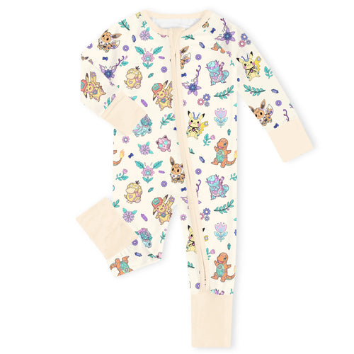 Gear & Friends Cream Bamboo Zipper Romper Pajamas