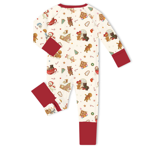 Gingerbread Bakery Bamboo Zipper Romper Pajamas