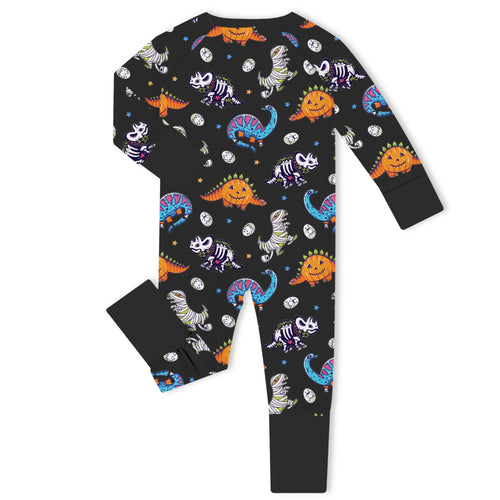 Halloween Spooky Dino Bamboo Zipper Romper Pajamas
