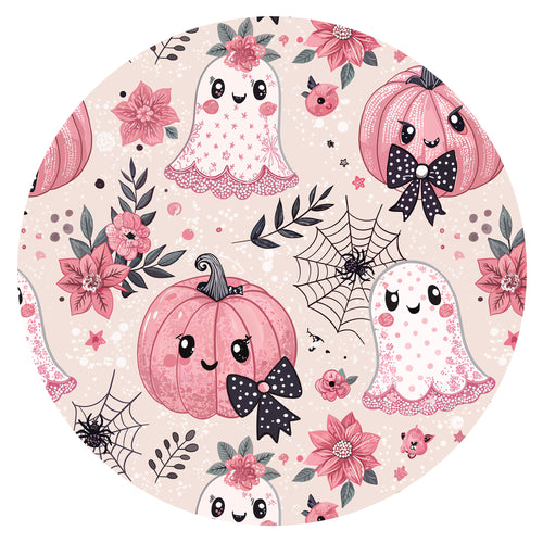 Halloween Pink Pumpkin and Sweet Ghosts Bamboo Zipper Romper Pajamas