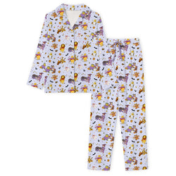 Halloween Bear Pumpkin Bat Print Bamboo Women's Pajamas Set