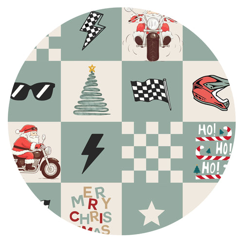 Christmas Biker Santa Bamboo Zipper Romper Pajamas