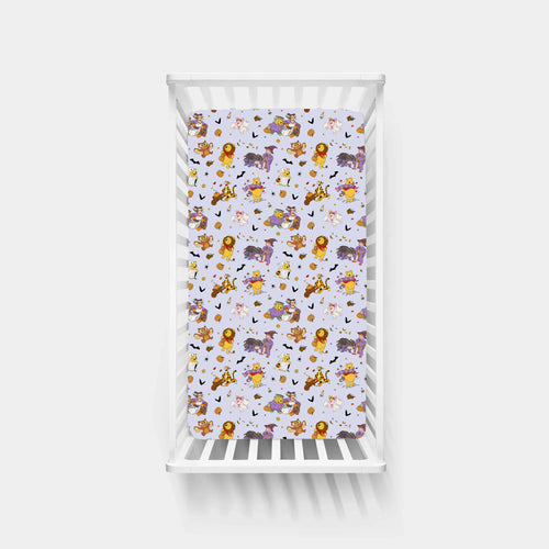 Halloween Bear Pumpkin Bat Bamboo Fitted Crib Sheet