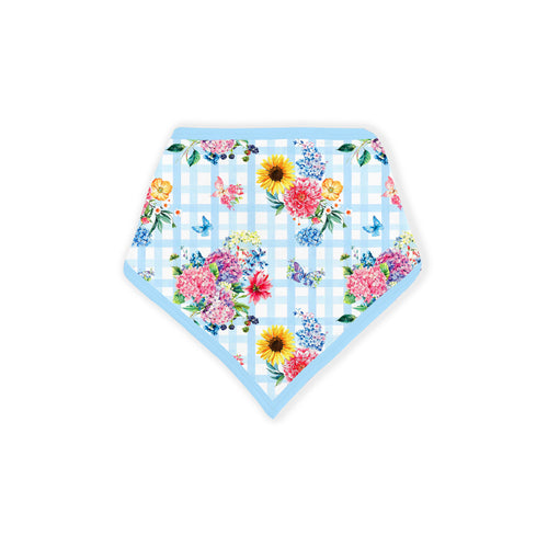 Gingham Garden Bouquet Blue Bamboo Baby Bib