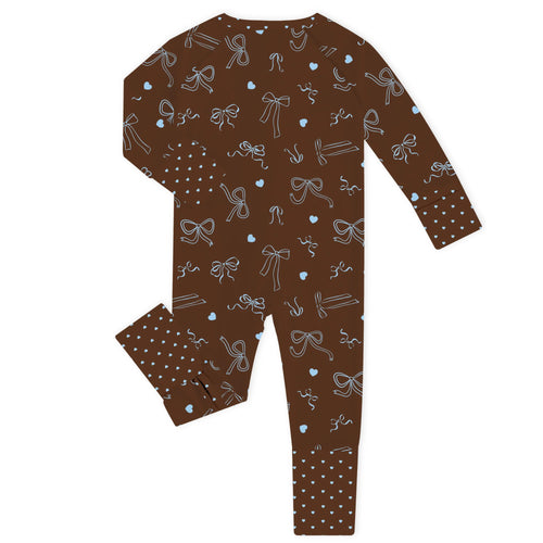 Tied with Love Black Bamboo Zipper Romper Pajamas