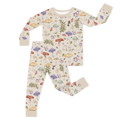 Mushroom Magic Meadow Adventure Kids Bamboo Two-Piece Pajama Set