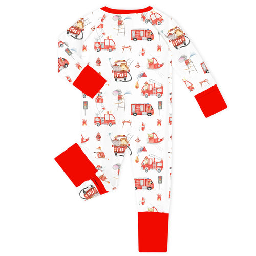 Brave Fire Rescue Bamboo Zipper Romper Pajamas