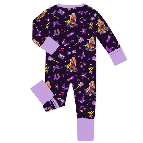 Pop Star Pop Midnight Purplee Bamboo Zipper Romper Pajamas