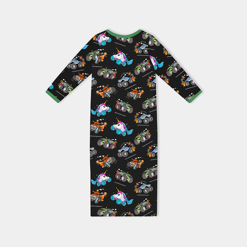 Monster Truck Black Green Baby Gown