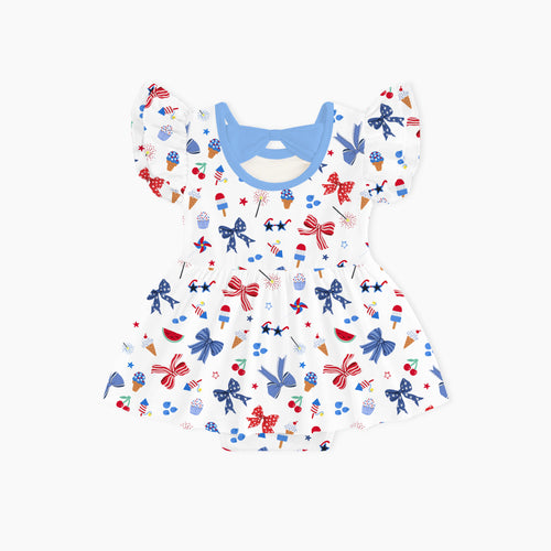 4th of July Bow Twirl Dress With Bodysuit