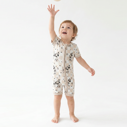 Coxswain Mouse Chessboard Pattern Bamboo Baby Shortie Romper