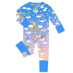 Cartoon Bear Moon Star Baby Bamboo Zipper Romper Pajamas