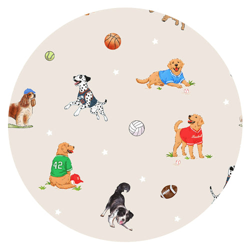 Sporty Pups Oatmeal Bamboo Zipper Romper Pajamas