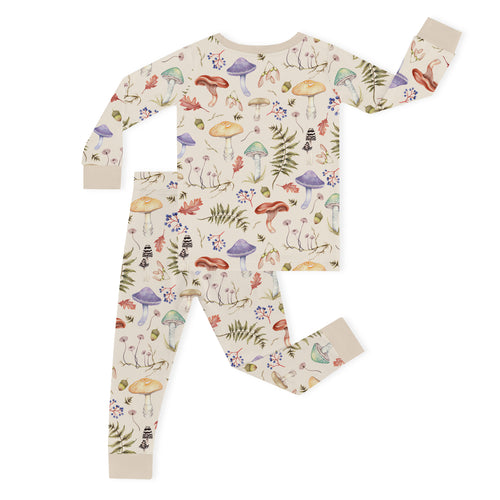Mushroom Magic Meadow Adventure Kids Bamboo Two-Piece Pajama Set