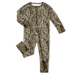 Green Timber Ridge Camo Bamboo Zipper Romper Pajamas