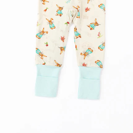 Easter Bunny and Spring  Garden Bamboo Zipper Romper Pajamas