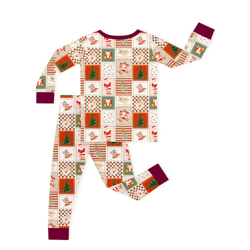 Christmas Western Patchwork Kids Bamboo Two-Piece Pajama Set
