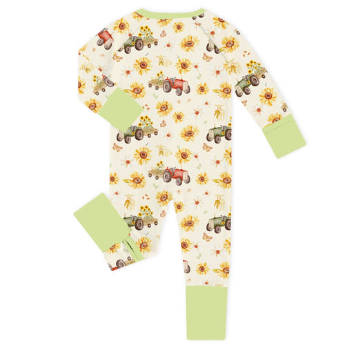 Sunflower Farm Sage Bamboo Zipper Romper Pajamas
