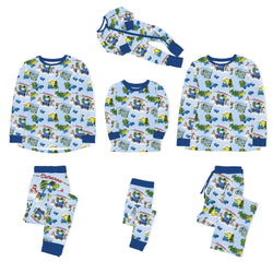 Christmas Blue Car Farm Bamboo Family Matching Pajamas