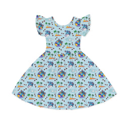 Ocean Surfing Experiment 626 Kids Bamboo Short Sleeves Dress