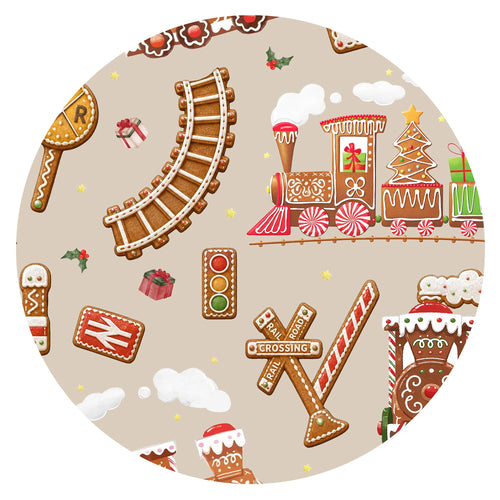 Christmas Gingerbread Train Bamboo Zipper Romper Pajamas
